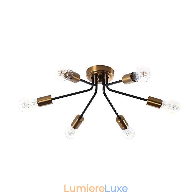 Lustre Spoutnik à 6 lumières, plafonnier semi-encastré