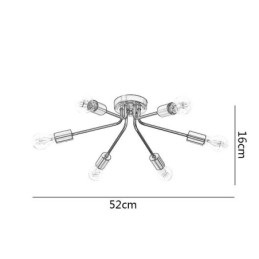 Lustre Spoutnik à 6 lumières, plafonnier semi-encastré
