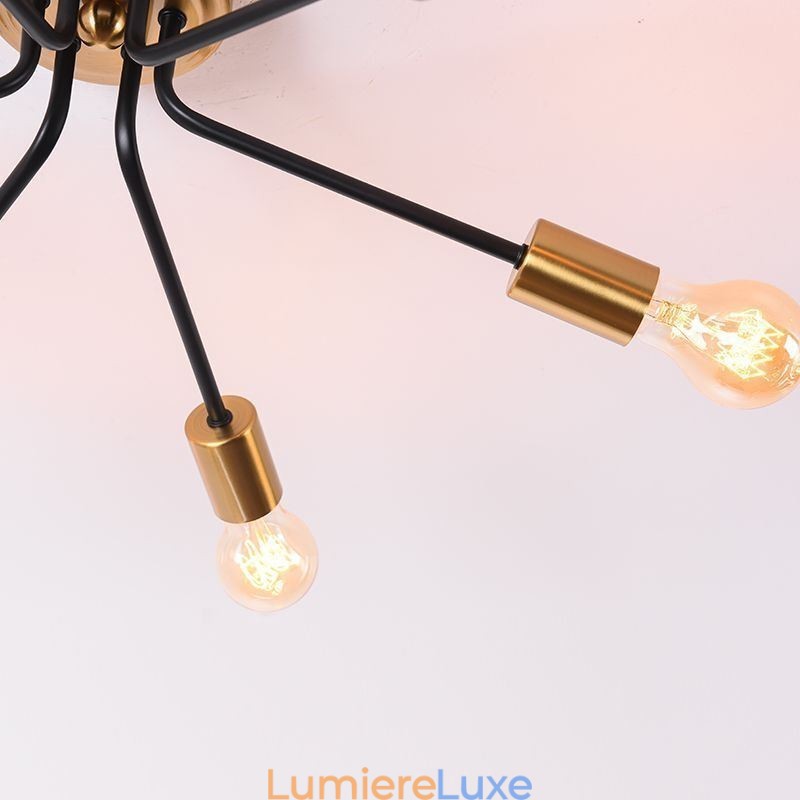 Lustre Spoutnik à 6 lumières, plafonnier semi-encastré