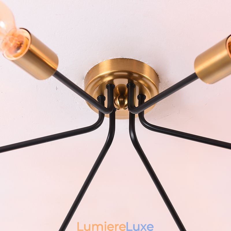 Lustre Spoutnik à 6 lumières, plafonnier semi-encastré