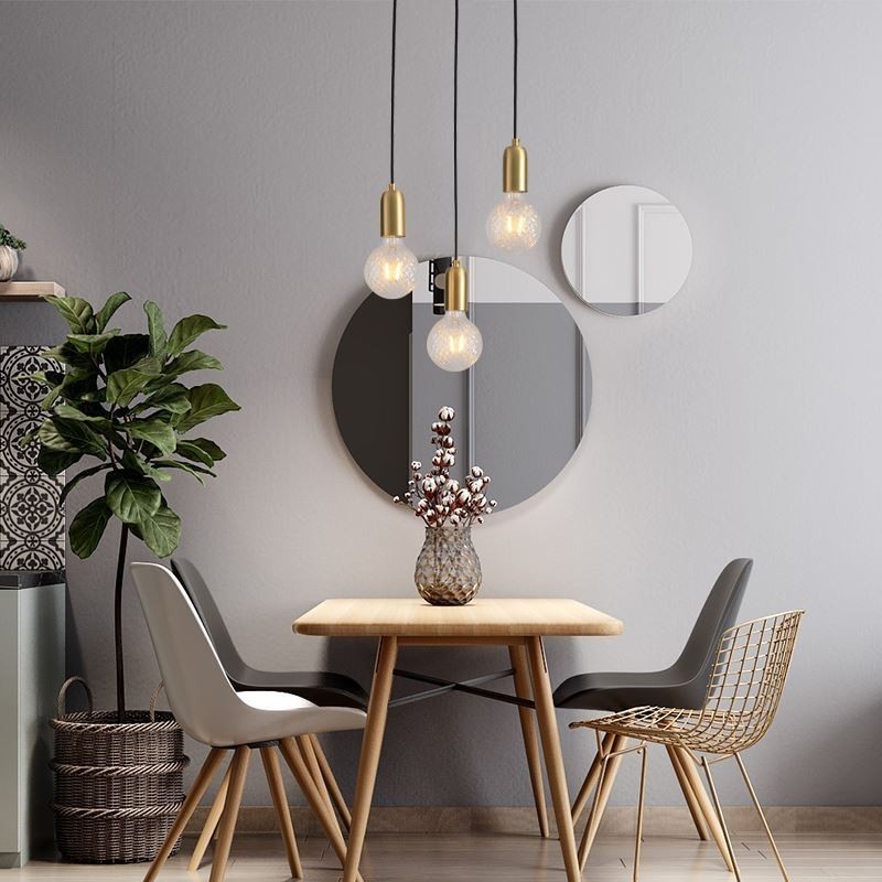Luminaire suspendu nordique en laiton à 3 suspensions, style minimaliste et créatif