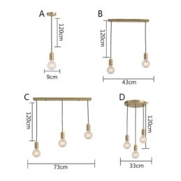 Luminaire suspendu nordique en laiton à 3 suspensions, style minimaliste et créatif