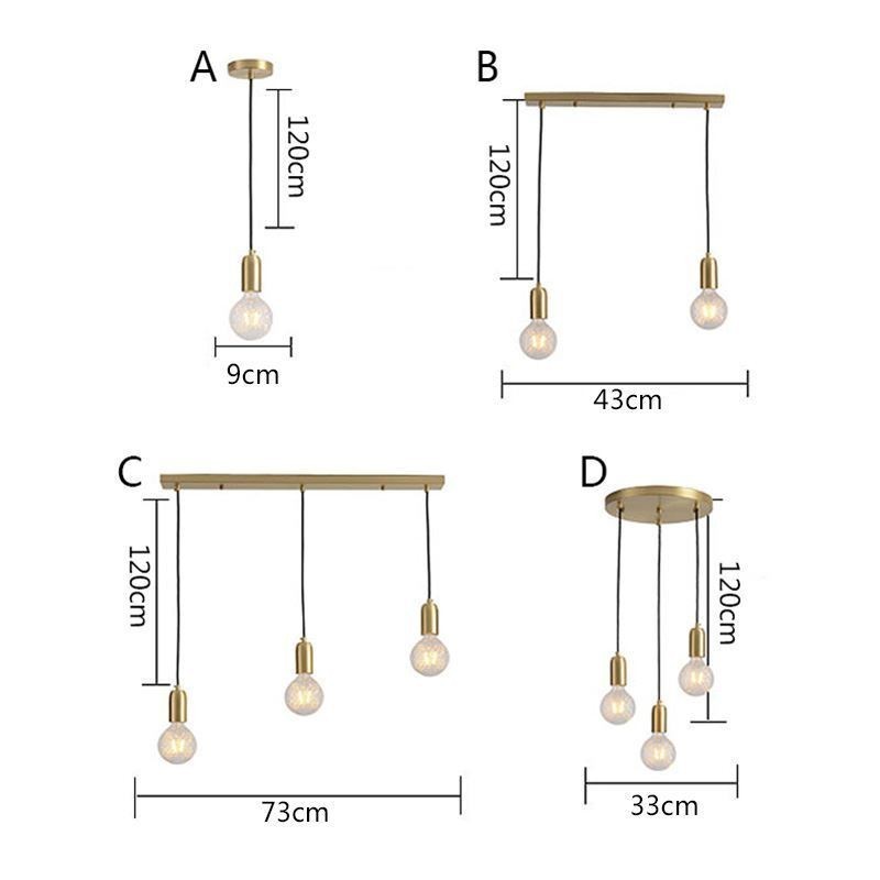 Luminaire suspendu nordique en laiton à 3 suspensions, style minimaliste et créatif