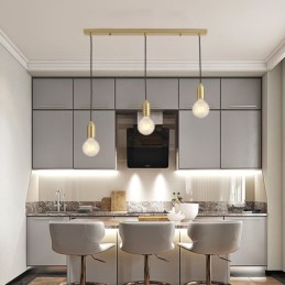 Luminaire suspendu nordique en laiton à 3 suspensions, style minimaliste et créatif
