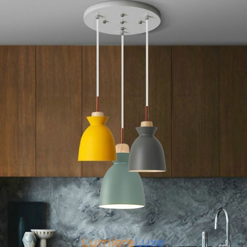 Suspension Macaron Simple Nordique en Fer Arti Trois Lumières
