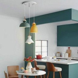 Suspension Macaron style nordique simple en fer, luminaire à trois lumières