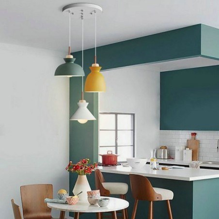 Suspension Macaron style nordique simple en fer, luminaire à trois lumières Suspension Macaron style nordique simple en fer, luminaire à trois lumières