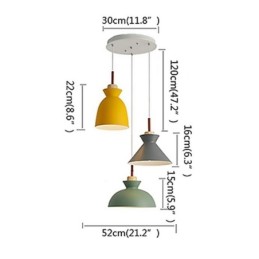 Suspension Macaron style nordique simple en fer, luminaire à trois lumières