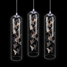 Suspension en verre, lampe cylindrique nordique créative, lampe papillon