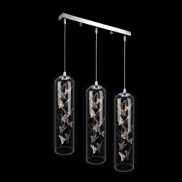 Suspension en verre, lampe cylindrique nordique créative, lampe papillon