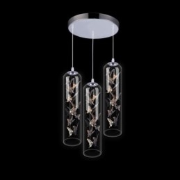 Suspension en verre, lampe cylindrique nordique créative, lampe papillon