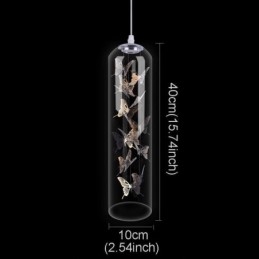 Suspension en verre, lampe cylindrique nordique créative, lampe papillon