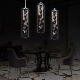 Suspension en verre, lampe cylindrique nordique créative, lampe papillon