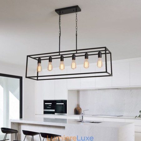 Luminaire suspendu de ferme, luminaires suspendus pour îlot, 6 lumières Luminaire suspendu de ferme, luminaires suspendus pour îlot, 6 lumières
