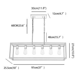Luminaire suspendu de ferme, luminaires suspendus pour îlot, 6 lumières