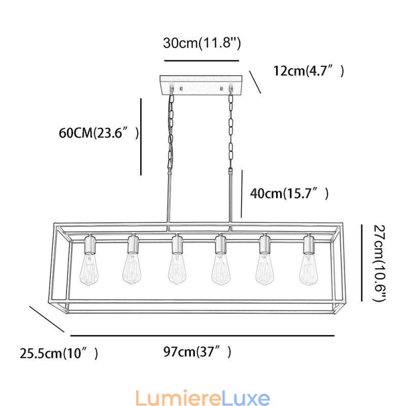 Luminaire suspendu de ferme, luminaires suspendus pour îlot, 6 lumières