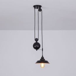 Suspension à poulie de style industriel, design rétractable, hauteur réglable
