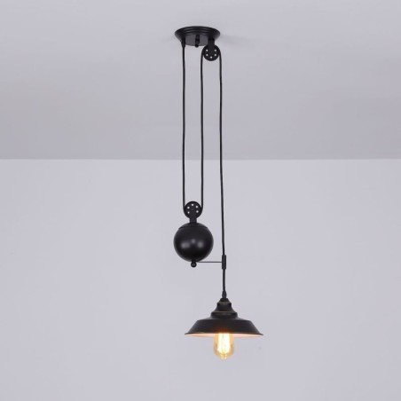 Suspension à poulie de style industriel, design rétractable, hauteur réglable Suspension à poulie de style industriel, design rétractable, hauteur réglable