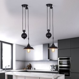 Suspension à poulie de style industriel, design rétractable, hauteur réglable