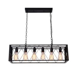 Suspension rectangulaire rustique à 6 lumières de style ferme
