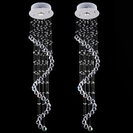 Lustre suspendu en cristal, 1 lumière, argenté, transparent, cristal K9, hélice, H120 cm