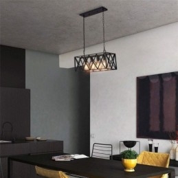 Suspension rectangulaire rustique à 4 lumières de style ferme