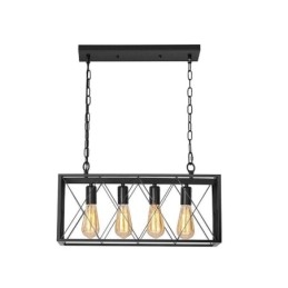 Suspension rectangulaire rustique à 4 lumières de style ferme