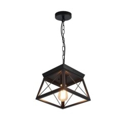 Suspension trapézoïdale vintage en métal noir