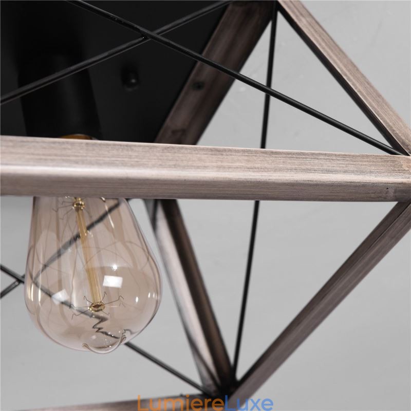 Suspension trapézoïdale vintage en métal noir
