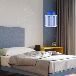 Suspension moderne en forme de château, couleur bleu et blanc