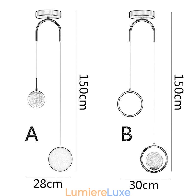 Suspension à anneau rond Lampe suspendue boule moderne