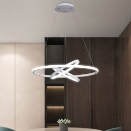 Lustre moderne à intensité variable avec 3 anneaux
