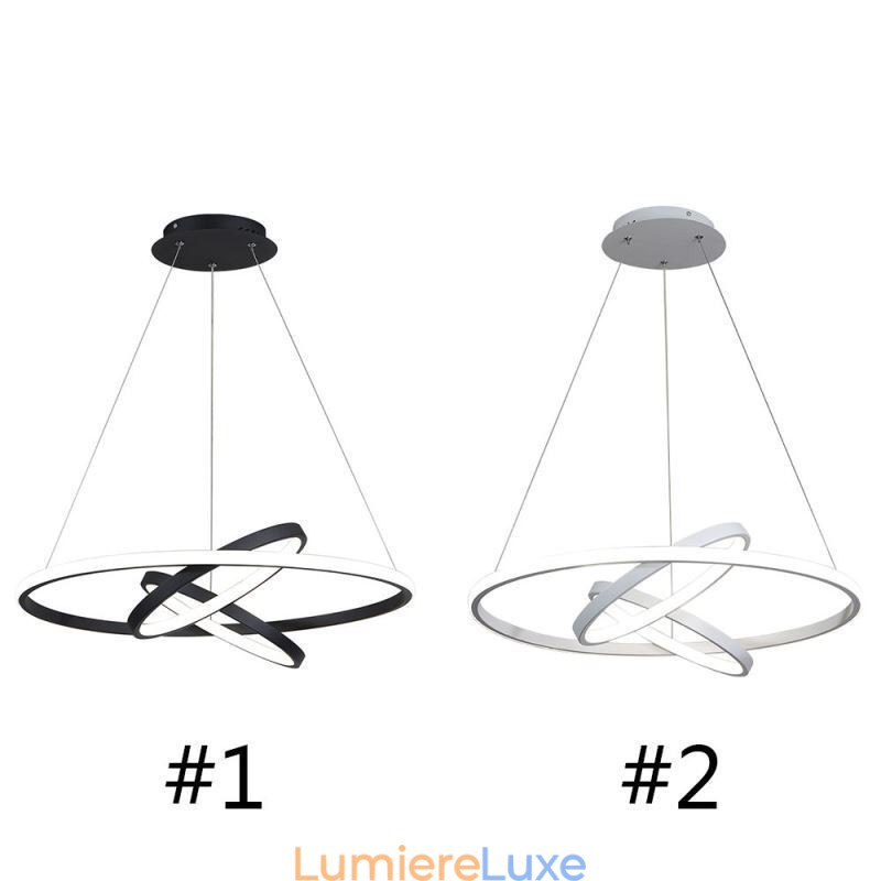 Lustre moderne à intensité variable avec 3 anneaux
