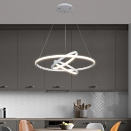Lustre moderne à intensité variable avec 3 anneaux