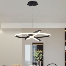 Lustre moderne à intensité variable avec 3 anneaux