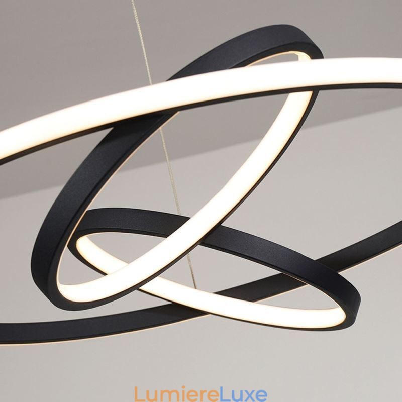 Lustre moderne à intensité variable avec 3 anneaux