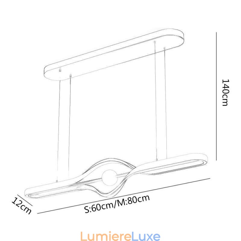 Lampe suspendue linéaire moderne à longue bande