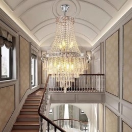 Lustre en cristal moderne et élégant, luminaire de plafond contemporain pour escalier duplex