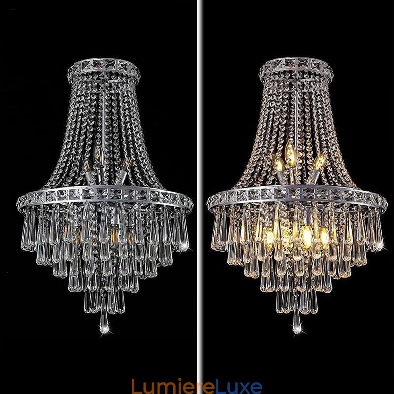 Lustre en cristal moderne et élégant, luminaire de plafond contemporain pour escalier duplex