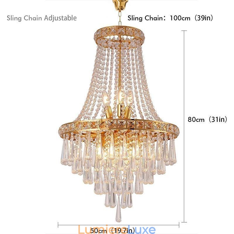 Lustre en cristal moderne et élégant, luminaire de plafond contemporain pour escalier duplex