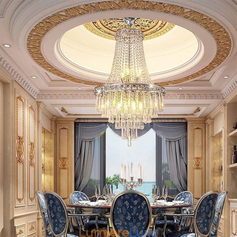 Lustre en cristal moderne et élégant, luminaire de plafond contemporain pour escalier duplex