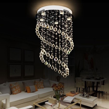 Lustre en cristal moderne, plafonnier rond en forme de goutte d'eau Lustre en cristal moderne, plafonnier rond en forme de goutte d'eau