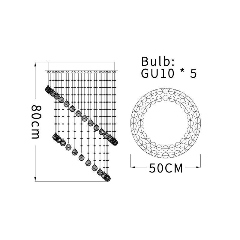 Lustre en cristal moderne, plafonnier rond en forme de goutte d'eau