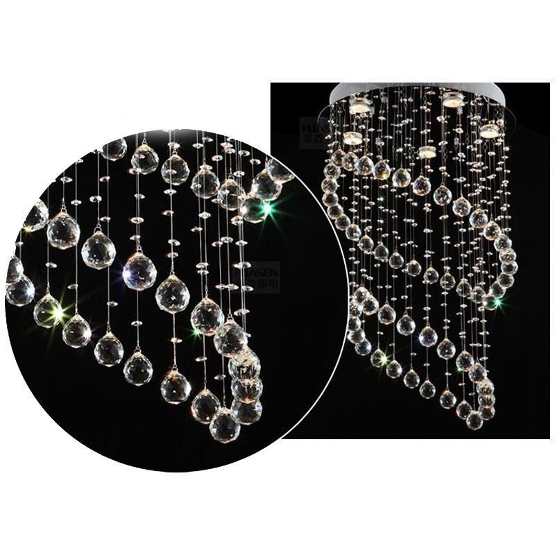 Lustre en cristal moderne, plafonnier rond en forme de goutte d'eau