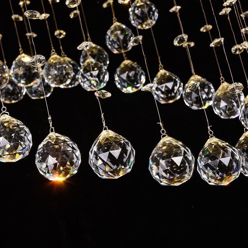 Lustre en cristal moderne, plafonnier rond en forme de goutte d'eau
