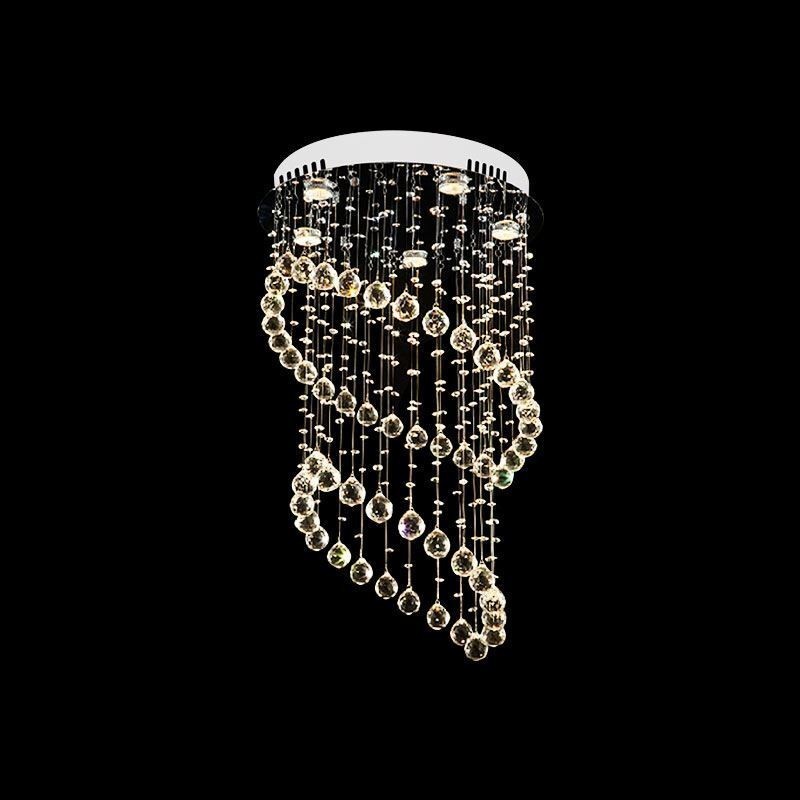Lustre en cristal moderne, plafonnier rond en forme de goutte d'eau