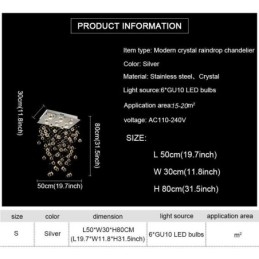 Lustre en cristal moderne à encastrer au plafond