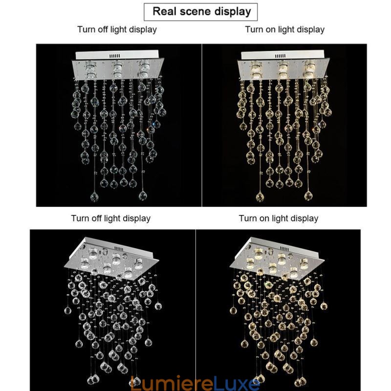 Lustre en cristal moderne à encastrer au plafond