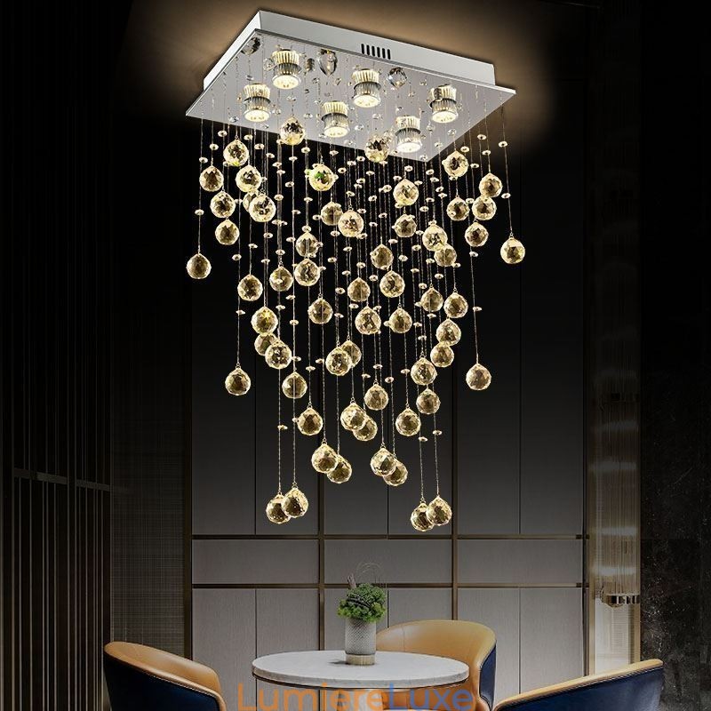 Lustre en cristal moderne à encastrer au plafond