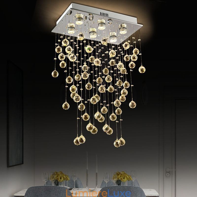 Lustre en cristal moderne à encastrer au plafond